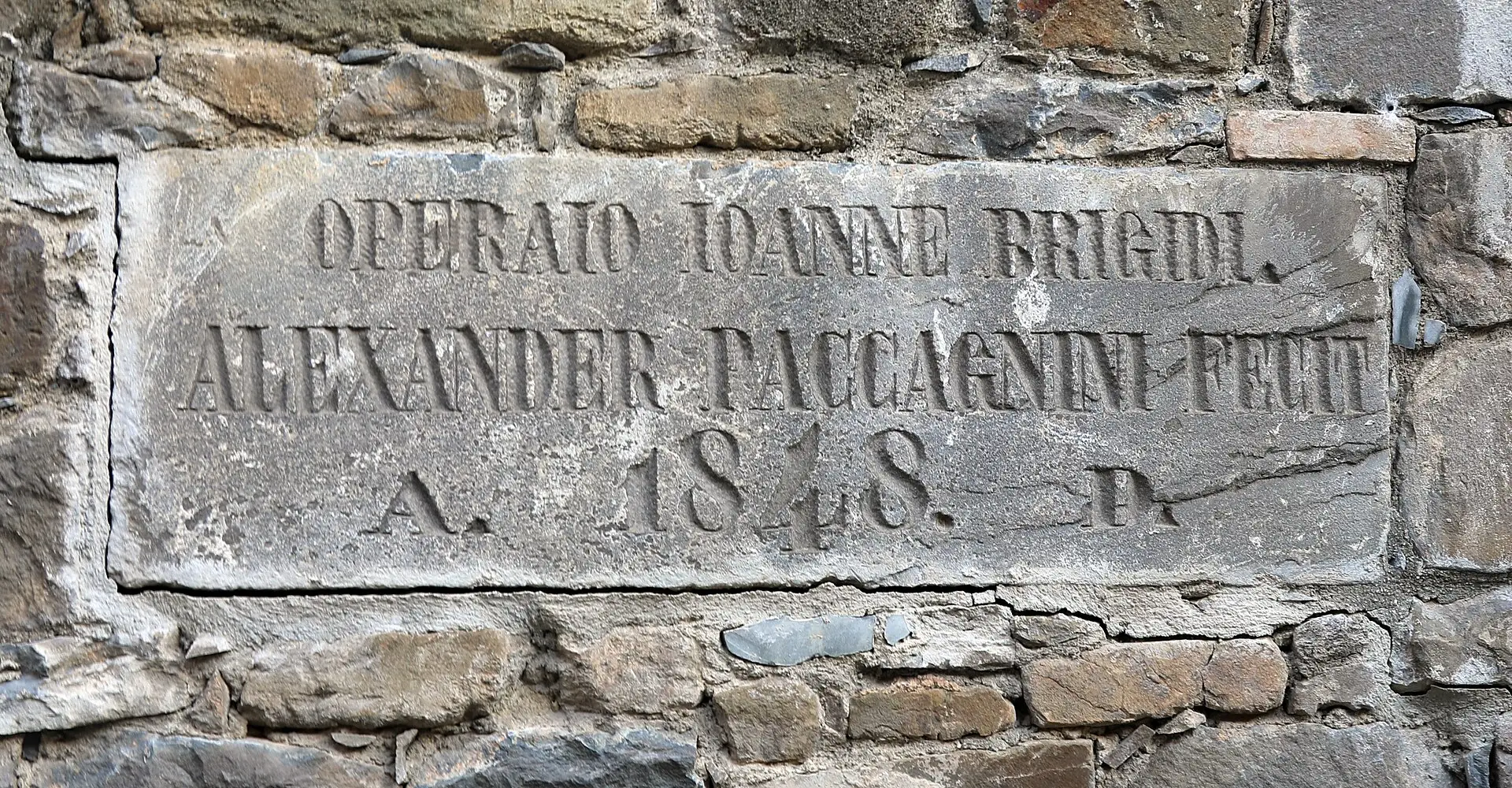 Inscription of 1848, Alexander Paccagnini fecit
